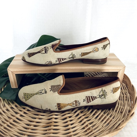 Stubbs & Wootton Palm Beach Linen and leather ladies with baskets loafers 8-1/2 - Picture 2 of 15